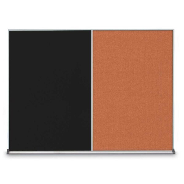 United Visual Products Triple Door Radius Plus Corkboard, 72" x UV8005PLUS-BRONZE-COBACC - main